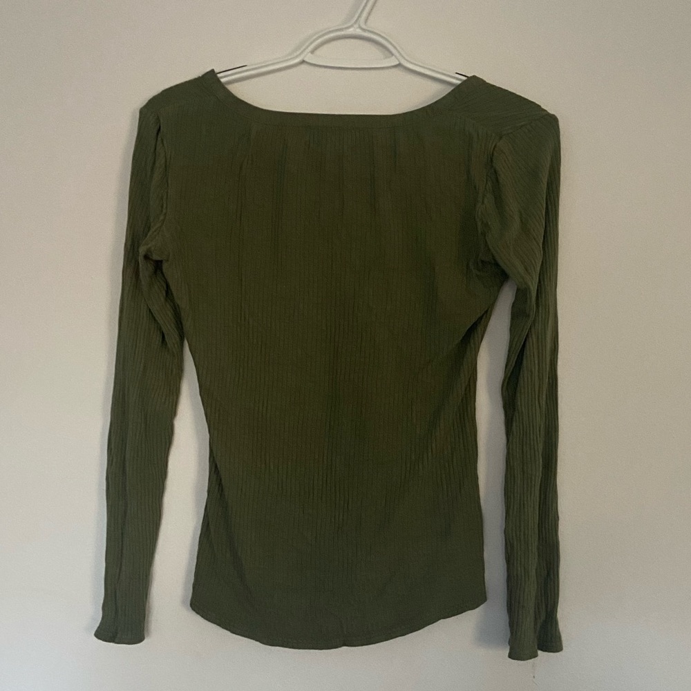 Olive Green Ribbed Top - Picture 5 of 6